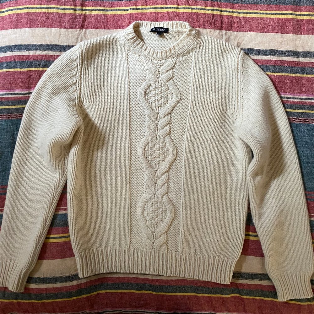 Valentino Cashmere Blend Cable Knit Sweater - Sm